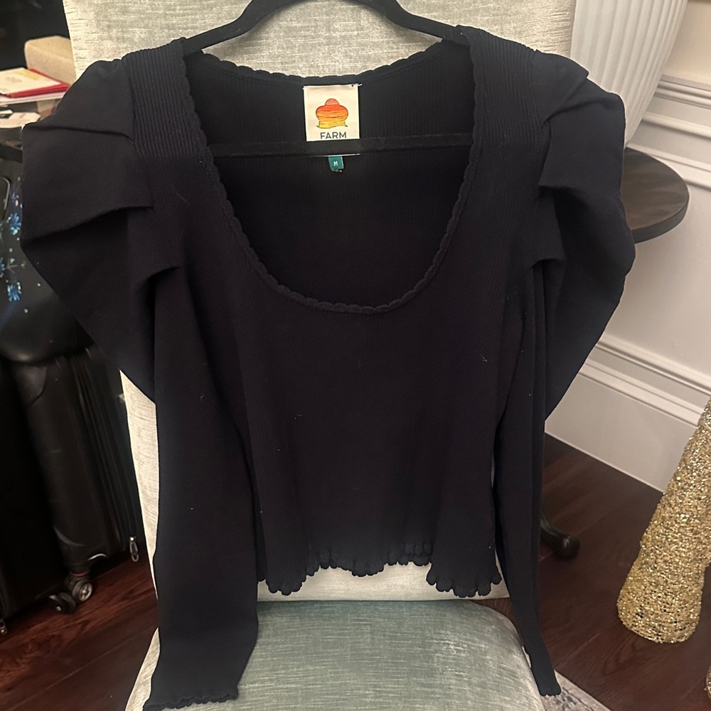 FARM Rio Black Long Sleeve Top
